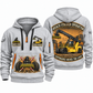 Hyster RS46-33XD/62 Reach Stacker quarter zip hoodie in Light Grey, front and back views, sample YOUR NAME and SINCE 2000 artwork