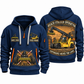 Hyster RS46-33XD/62 Reach Stacker quarter zip hoodie in Navy, front and back views, sample YOUR NAME and SINCE 2000 artwork