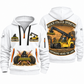 Hyster RS46-33XD/62 Reach Stacker quarter zip hoodie in White, front and back views, sample YOUR NAME and SINCE 2000 artwork