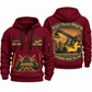 Hyster RS46-33XD/62 Reach Stacker quarter zip hoodie in Wine Red, front and back views, sample YOUR NAME and SINCE 2000 artwork