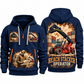 Taylor XRS-9972 Reach Stacker quarter zip hoodie in Navy, front and back views, sample YOUR NAME and SINCE 2000 artwork