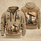 Hyster H1050XD-CH5 Container Handler quarter zip hoodie in Khaki, front and back views, sample YOUR NAME and SINCE 2000 artwork