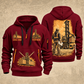 Taylor XEC-207/8 Empty Container Handler quarter zip hoodie in Wine Red, front and back views, sample YOUR NAME and SINCE 2000 artwork