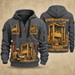 Kalmar Hybrid Straddle Carrier - Maher Configuration quarter zip hoodie in Gray, front and back views, sample YOUR NAME and SINCE 2000 artwork