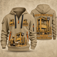 Kalmar Hybrid Straddle Carrier - Maher Configuration quarter zip hoodie in Khaki, front and back views, sample YOUR NAME and SINCE 2000 artwork
