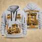 Kalmar Hybrid Straddle Carrier - Maher Configuration quarter zip hoodie in Light Grey, front and back views, sample YOUR NAME and SINCE 2000 artwork
