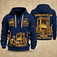 Kalmar Hybrid Straddle Carrier - Maher Configuration quarter zip hoodie in Navy, front and back views, sample YOUR NAME and SINCE 2000 artwork