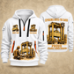 Kalmar Hybrid Straddle Carrier - Maher Configuration quarter zip hoodie in White, front and back views, sample YOUR NAME and SINCE 2000 artwork