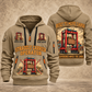 Kalmar AutoStrad Hybrid Straddle Carrier - TraPac Configuration quarter zip hoodie in Khaki, front and back views, sample YOUR NAME and SINCE 2000 artwork