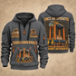 Konecranes Noell Hybrid Straddle Carrier - PNCT Configuration quarter zip hoodie in Gray, front and back views, sample YOUR NAME and SINCE 2000 artwork