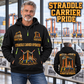 Konecranes Noell Hybrid Straddle Carrier - PNCT Configuration quarter zip hoodie in Black, adult lifestyle portrait showing front and back artwork