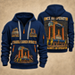 Konecranes Noell Hybrid Straddle Carrier - PNCT Configuration quarter zip hoodie in Navy, front and back views, sample YOUR NAME and SINCE 2000 artwork