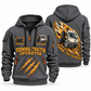 Kalmar Ottawa T2 4x2 Terminal Tractor quarter zip hoodie in Gray, front and back views, sample YOUR NAME and SINCE 2000 artwork