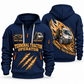 Kalmar Ottawa T2 4x2 Terminal Tractor quarter zip hoodie in Navy, front and back views, sample YOUR NAME and SINCE 2000 artwork