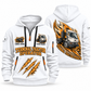 Kalmar Ottawa T2 4x2 Terminal Tractor quarter zip hoodie in White, front and back views, sample YOUR NAME and SINCE 2000 artwork