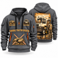 Capacity TJ 5000 Terminal Tractor quarter zip hoodie in Gray, front and back views, sample YOUR NAME and SINCE 2000 artwork
