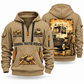 Capacity TJ 5000 Terminal Tractor quarter zip hoodie in Khaki, front and back views, sample YOUR NAME and SINCE 2000 artwork