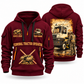 Capacity TJ 5000 Terminal Tractor quarter zip hoodie in Wine Red, front and back views, sample YOUR NAME and SINCE 2000 artwork