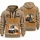 Terberg YT193 Terminal Tractor quarter zip hoodie in Khaki, front and back views, sample YOUR NAME and SINCE 2000 artwork