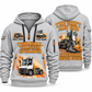 Terberg YT193 Terminal Tractor quarter zip hoodie in Light Grey, front and back views, sample YOUR NAME and SINCE 2000 artwork