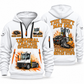 Terberg YT193 Terminal Tractor quarter zip hoodie in White, front and back views, sample YOUR NAME and SINCE 2000 artwork