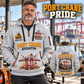 Liebherr STS 69 m Port Crane - PNCT Configuration quarter zip hoodie in Light Grey, adult lifestyle portrait showing front and back artwork