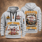 Liebherr STS 69 m Port Crane - PNCT Configuration quarter zip hoodie in Light Grey, front and back views, sample YOUR NAME and SINCE 2000 artwork
