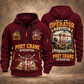 Liebherr STS 69 m Port Crane - PNCT Configuration quarter zip hoodie in Wine Red, front and back views, sample YOUR NAME and SINCE 2000 artwork