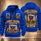 Konecranes Hybrid RTG Port Crane - Savannah Configuration quarter zip hoodie in Blue, front and back views, sample YOUR NAME and SINCE 2000 artwork