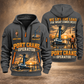 Liebherr LHM 550 Electric High-Rise Port Crane quarter zip hoodie in Gray, front and back views, sample YOUR NAME and SINCE 2000 artwork