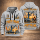Liebherr LHM 550 Electric High-Rise Port Crane quarter zip hoodie in Light Grey, front and back views, sample YOUR NAME and SINCE 2000 artwork