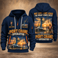 Liebherr LHM 550 Electric High-Rise Port Crane quarter zip hoodie in Navy, front and back views, sample YOUR NAME and SINCE 2000 artwork