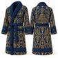 Personalized Railroader Bathrobe - Art Deco Craft blue front and back view