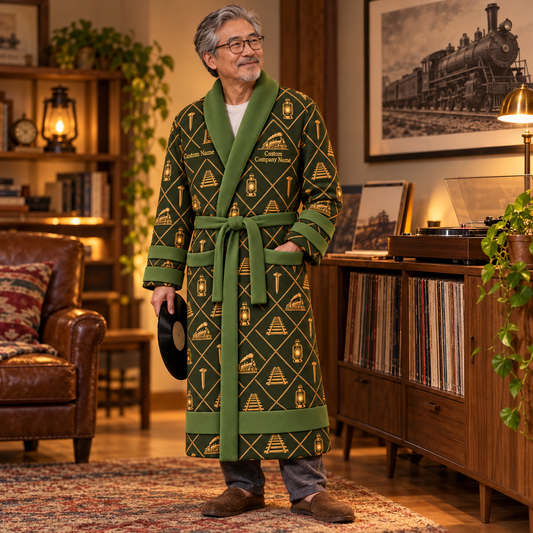 Personalized Railroader Bathrobe - Diamond Emblems lifestyle view