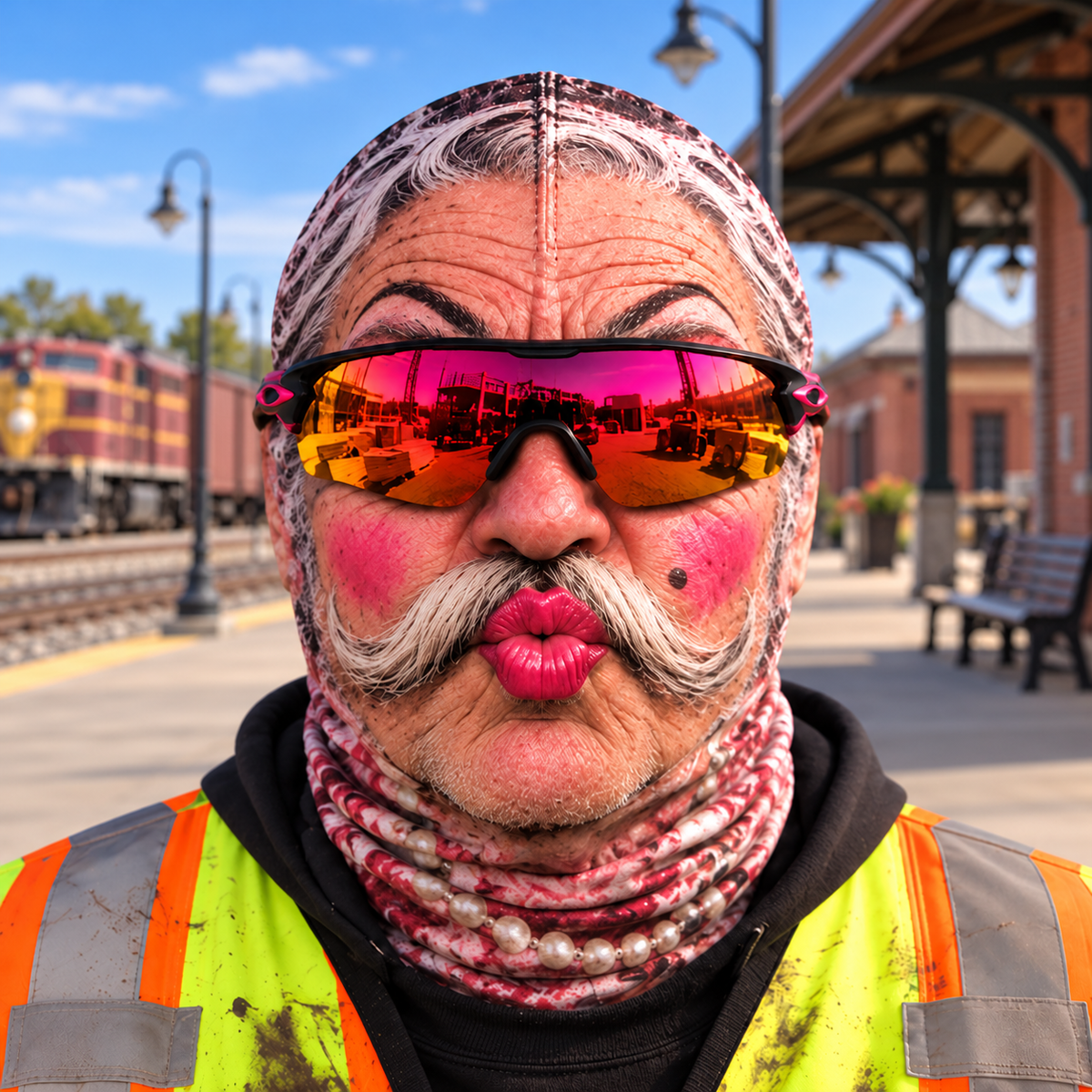 Railroader funny face balaclava - Style 7