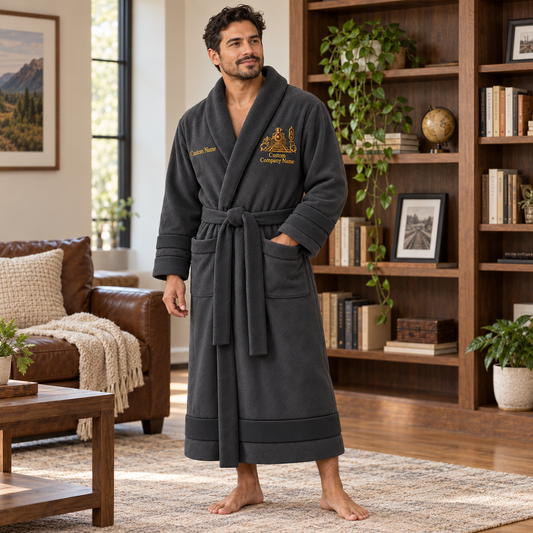 Personalized Railroader Bathrobe - Heritage Crest lifestyle view