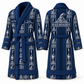 Personalized Railroader Bathrobe - Workbench Stripes blue front and back view