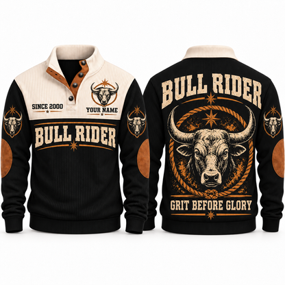 Grit Before Glory personalized bull riding rodeo sports sweatshirt in Black – RDO04