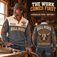 Grit Before Glory | Bull Riding / Rodeo Personalized Sports Sweatshirt lifestyle mockup in Grey