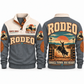 Small Town. Big Heart. personalized bull riding rodeo sports sweatshirt in Grey – RDO06