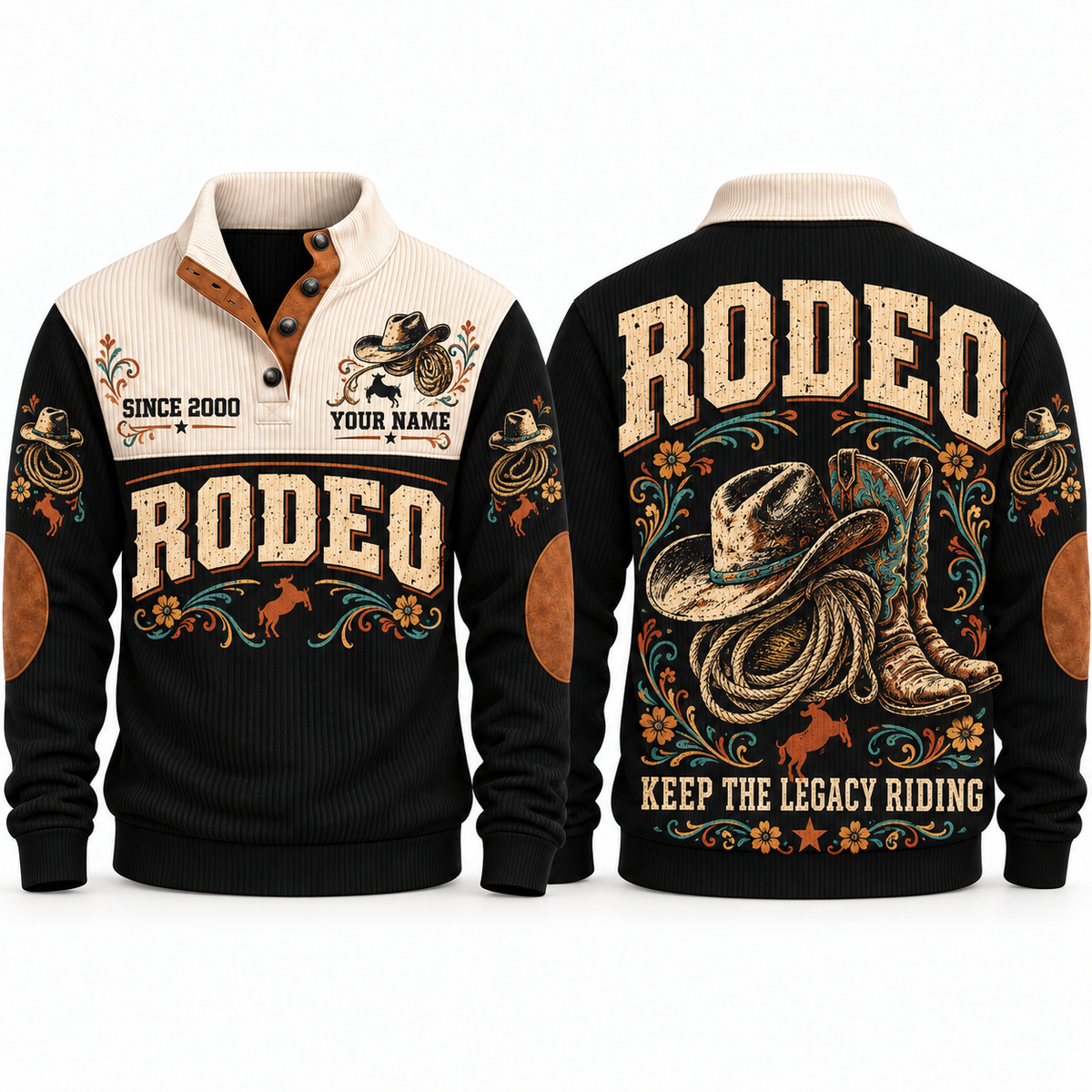 Keep the Legacy Riding personalized bull riding rodeo sports sweatshirt in Black – RDO07