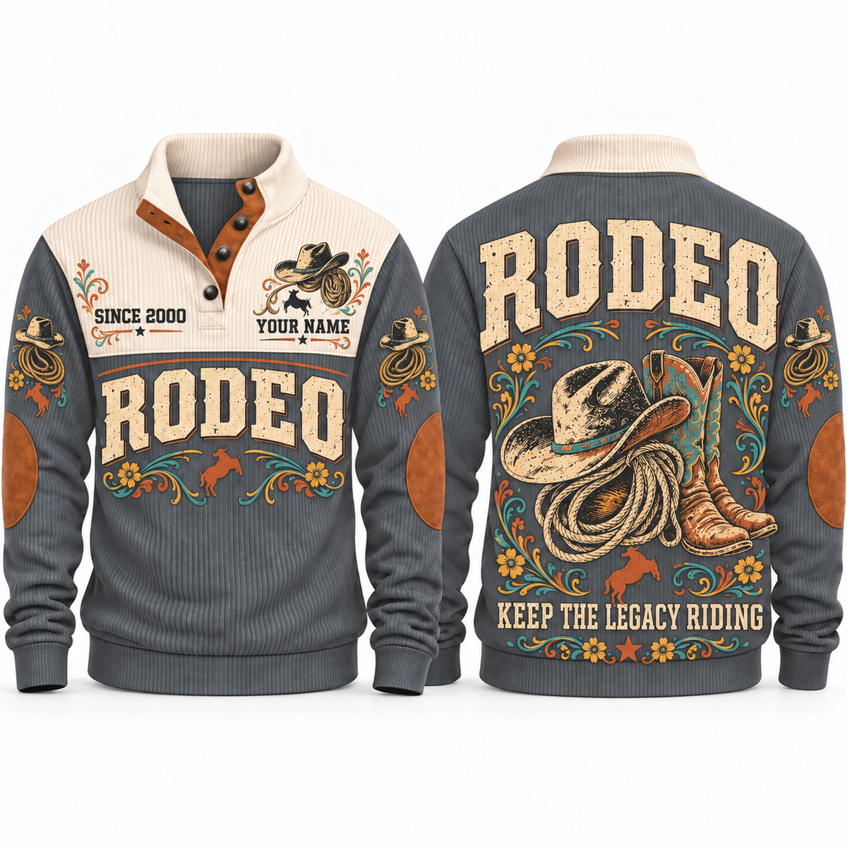 Keep the Legacy Riding personalized bull riding rodeo sports sweatshirt in Grey – RDO07