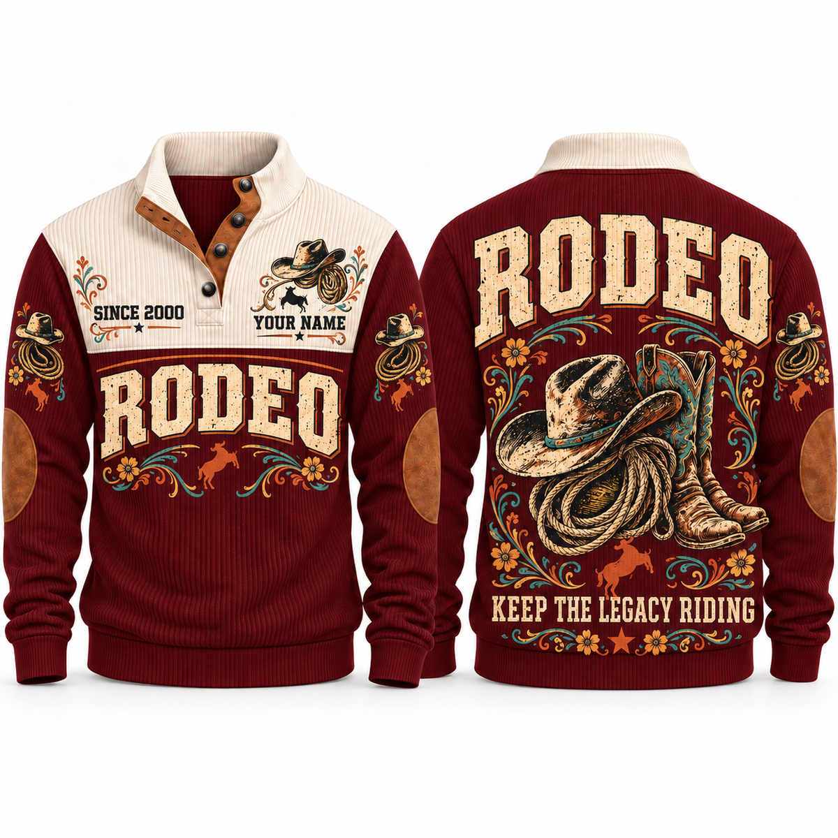 Keep the Legacy Riding | Bull Riding / Rodeo Personalized Sports Sweatshirt - Jujube Red