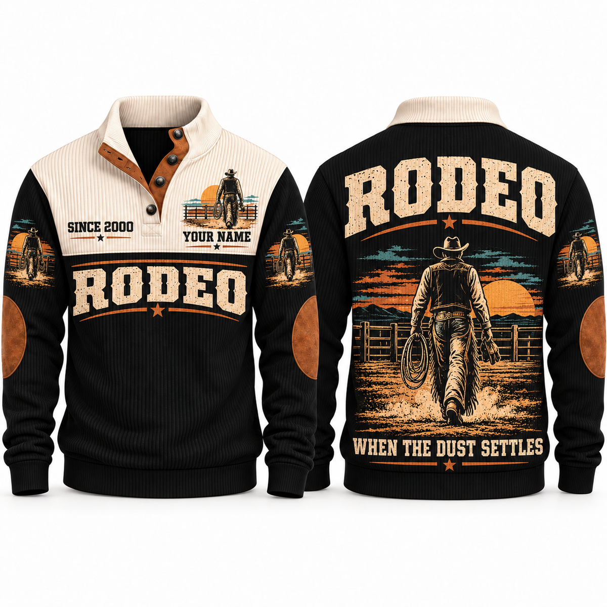 When the Dust Settles | Bull Riding / Rodeo Personalized Sports Sweatshirt - Black
