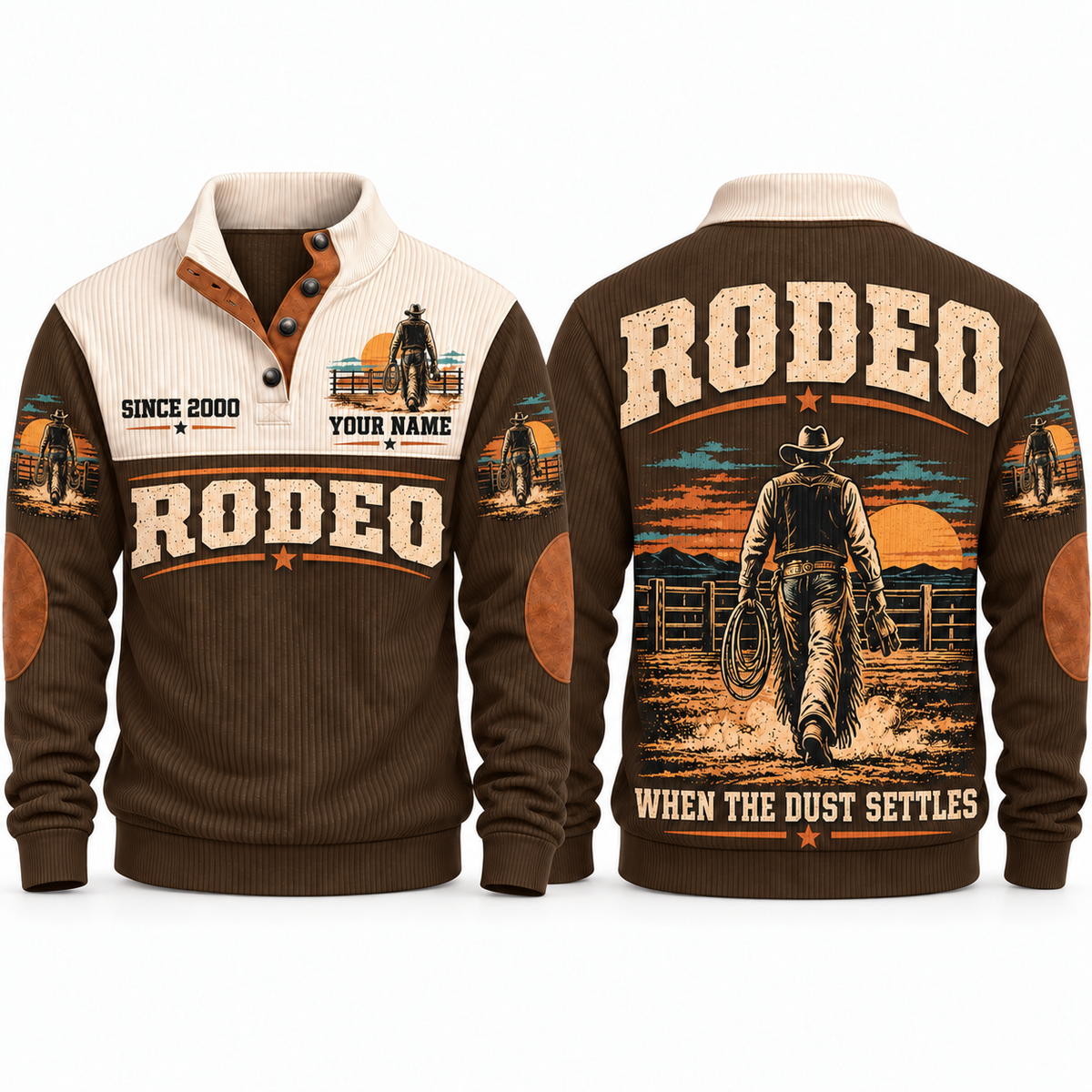 When the Dust Settles | Bull Riding / Rodeo Personalized Sports Sweatshirt - Brown