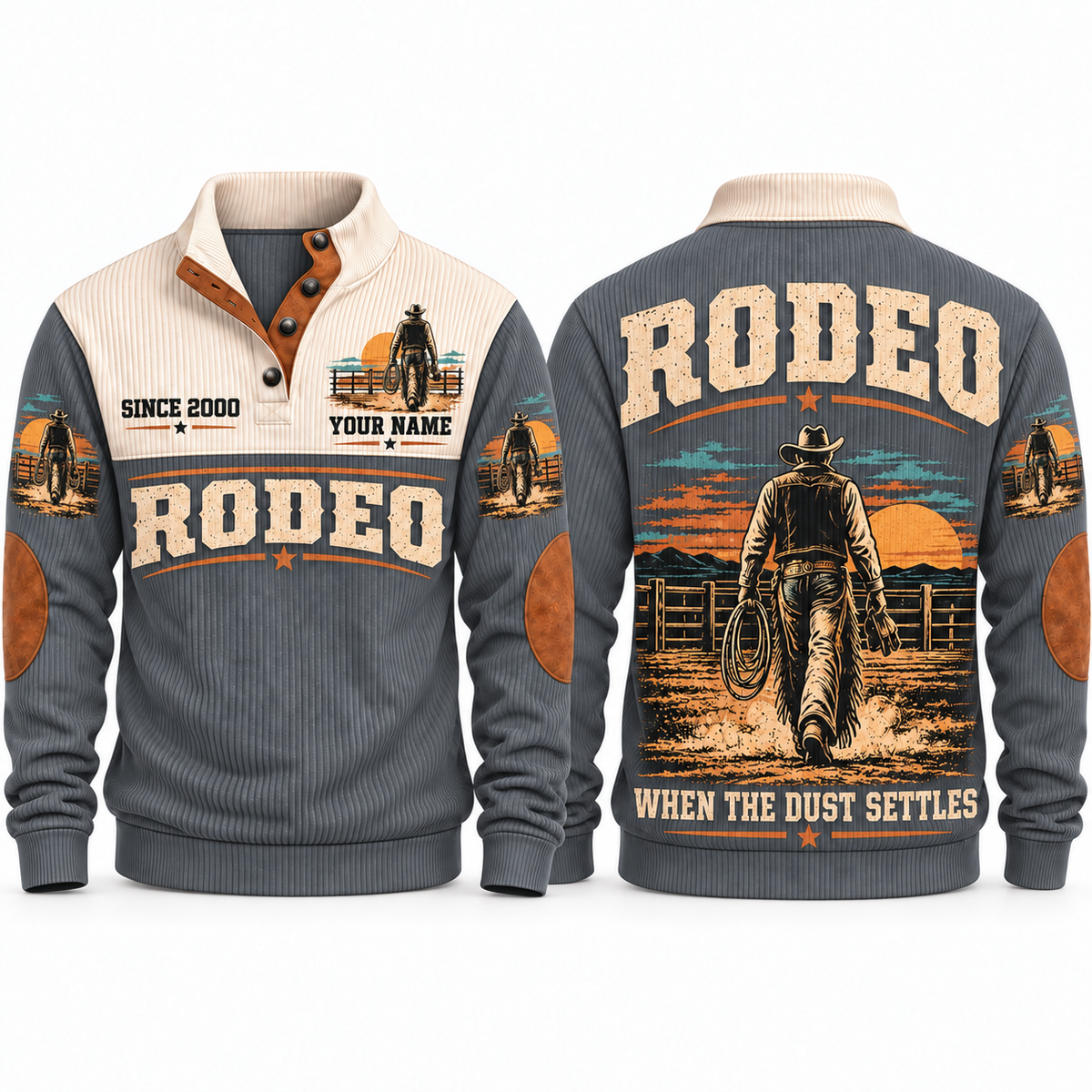 When the Dust Settles | Bull Riding / Rodeo Personalized Sports Sweatshirt - Grey