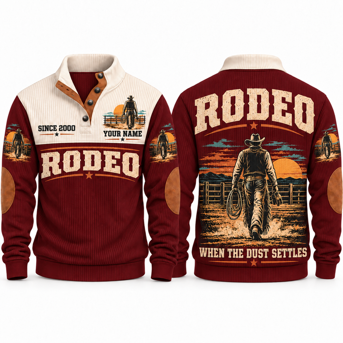 When the Dust Settles | Bull Riding / Rodeo Personalized Sports Sweatshirt - Jujube Red