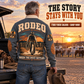When the Dust Settles | Bull Riding / Rodeo Personalized Sports Sweatshirt lifestyle mockup in Grey