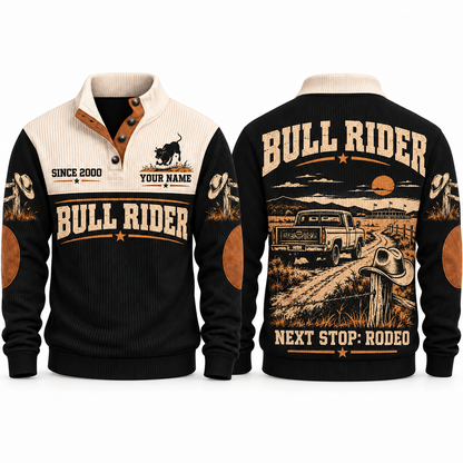 Next Stop: Rodeo | Bull Riding / Rodeo Personalized Sports Sweatshirt - Black