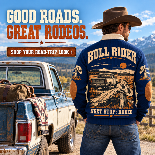 Next Stop: Rodeo | Bull Riding / Rodeo Personalized Sports Sweatshirt lifestyle mockup in Navy